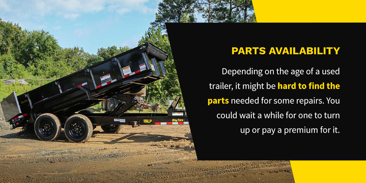 Depending on the age of a used trailer, it might be hard to find the parts needed for some repairs.